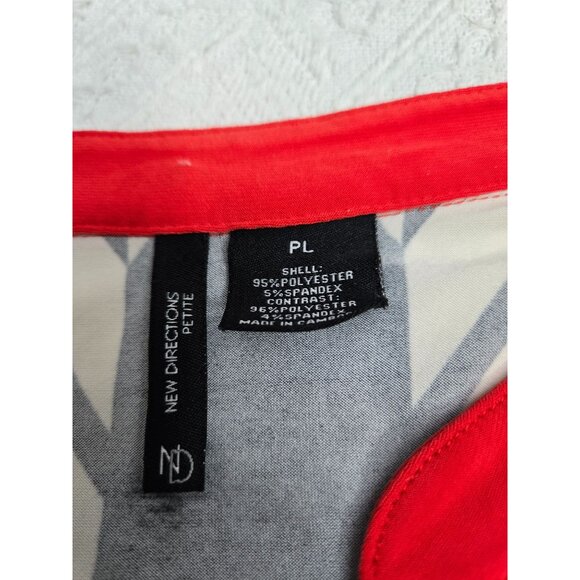 New Directions Petite Chevron Print Sleeveless Top With Red Trim PL - Picture 3 of 3